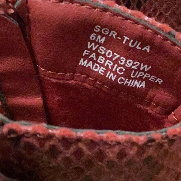 NWT SUGAR Crimson Red Snake Print Western Cowboy Bootie Zip Tula Sz 6 - Picture 12 of 12